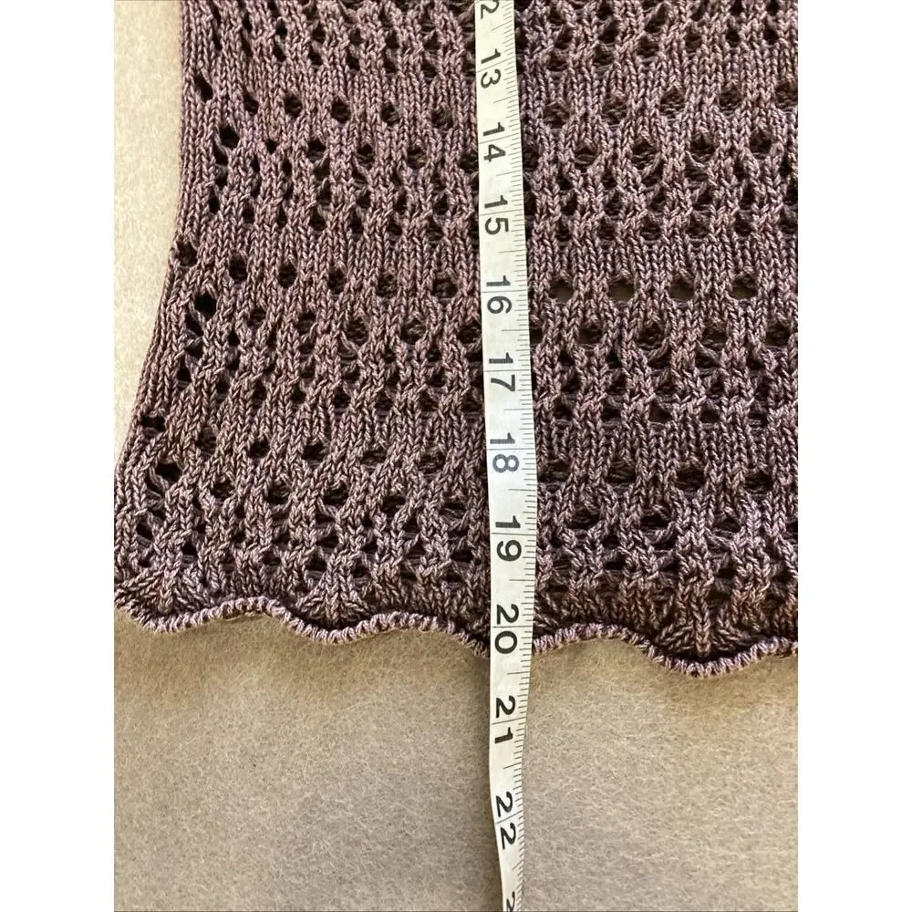 Free People Pointelle Pullover Bell Sleeves Shirt‎ Sz XS Chickory Coffee Brown